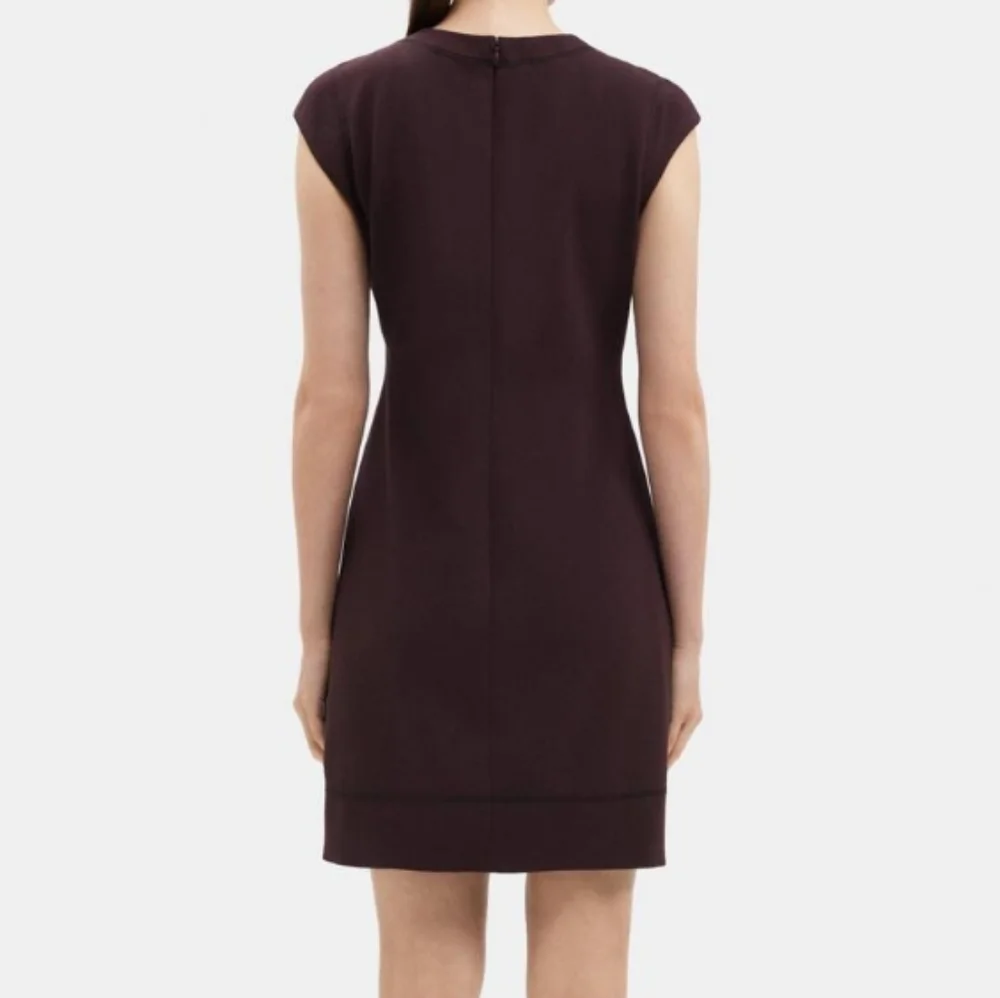 Theory Embroidered Cap Sleeve Admiral Crepe Shift Dress